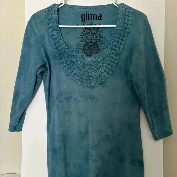 GLIMA 3/4 sleeve tie dye shirt. 100% pre shrunk. Size Small. - Picture 2 of 13